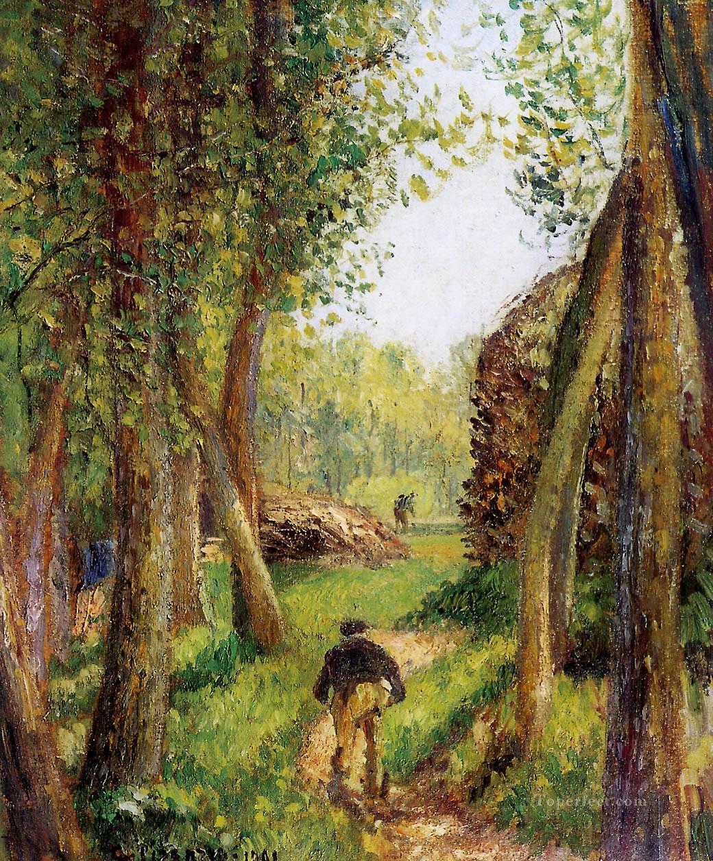 escena del bosque con dos figuras Camille Pissarro Pintura al óleo